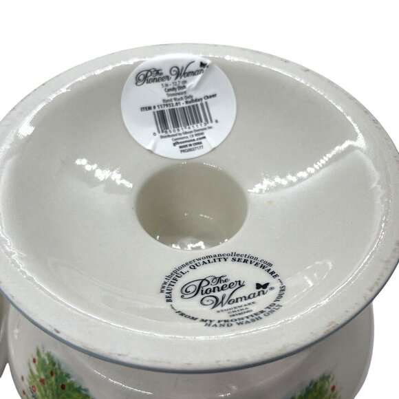 The Pioneer Woman HOLIDAY CHEER 5" Tall Christmas Pedestal Lidded CANDY DISH - Picture 9 of 16